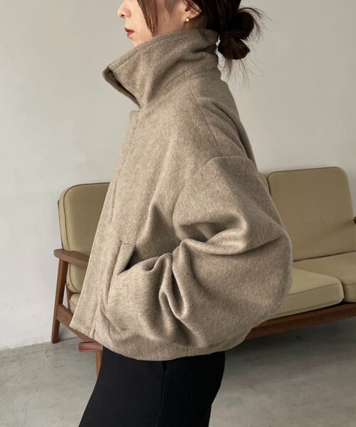 CAPRICIEUX LE'MAGE（カプリシューレマージュ）の「【2WAY】スタンドウールショートコート（その他アウター・レディース・ブラック/ベージュ・36/38）」の20枚目の写真