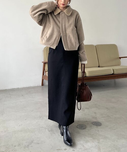 CAPRICIEUX LE'MAGE（カプリシューレマージュ）の「【2WAY】スタンドウールショートコート（その他アウター・レディース・ブラック/ベージュ・36/38）」の22枚目の写真