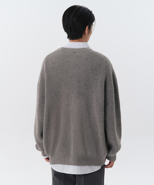 MUSINSA STANDARD（ムシンサスタンダード）の「オーバーサイズリブクルーネックニット[メランジライトグレー]（ニット/セーター・メンズ・その他・SMALL/MEDIUM/LARGE/X-LARGE/XX-LARGE）」の7枚目の写真