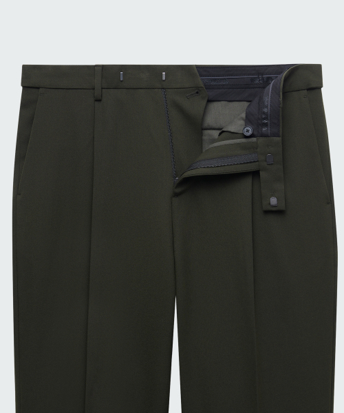 MUSINSA STANDARD（ムシンサスタンダード）の「ワイドヒドゥンバンディングスラックス[カーキ]（スラックス・メンズ・その他・29/30/31/33/26/27/28/40/38/42/36/34/32）」の3枚目の写真