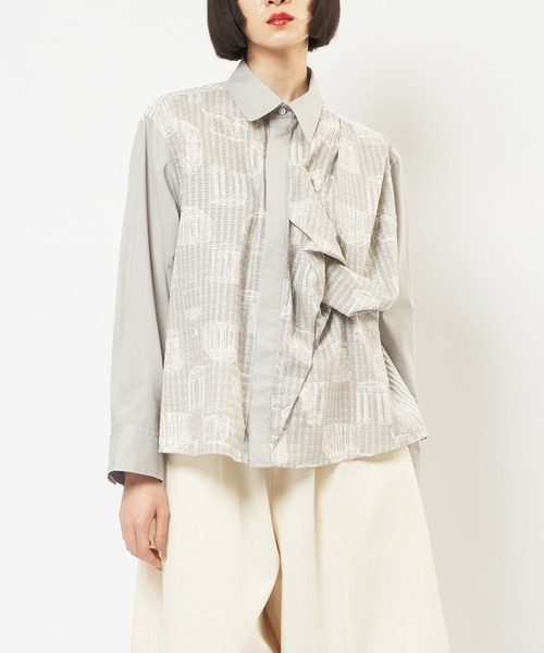 gomme（ゴム）の「パルテノンドレープシャツ（シャツ/ブラウス・レディース・グレー/ブラック/ホワイト・MEDIUM）」の3枚目の写真