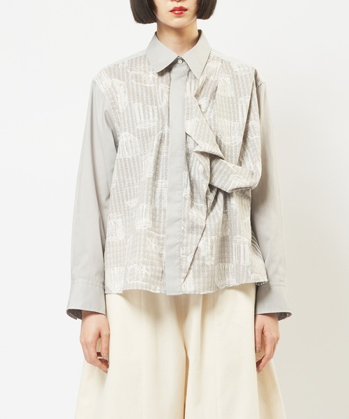 gomme（ゴム）の「パルテノンドレープシャツ（シャツ/ブラウス・レディース・グレー/ブラック/ホワイト・MEDIUM）」の13枚目の写真