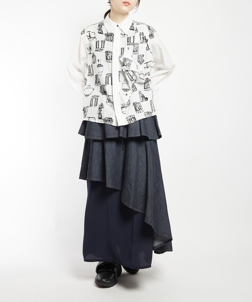 gomme（ゴム）の「パルテノンドレープシャツ（シャツ/ブラウス・レディース・グレー/ブラック/ホワイト・MEDIUM）」の8枚目の写真