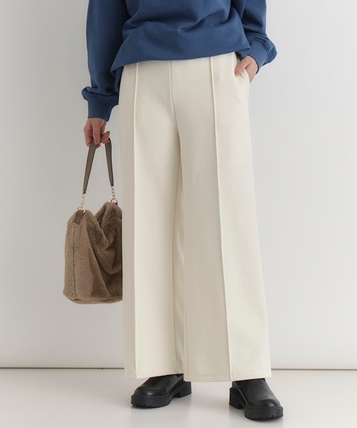 Right-on（ライトオン）の「【HONEYSUCKLE ROSE】カットジョーゼットパンツ (ゆったりシルエット シンプル おしゃれ)（その他パンツ・レディース・オフホワイト/ブラウン/ブラック・M/L/S）」の2枚目の写真