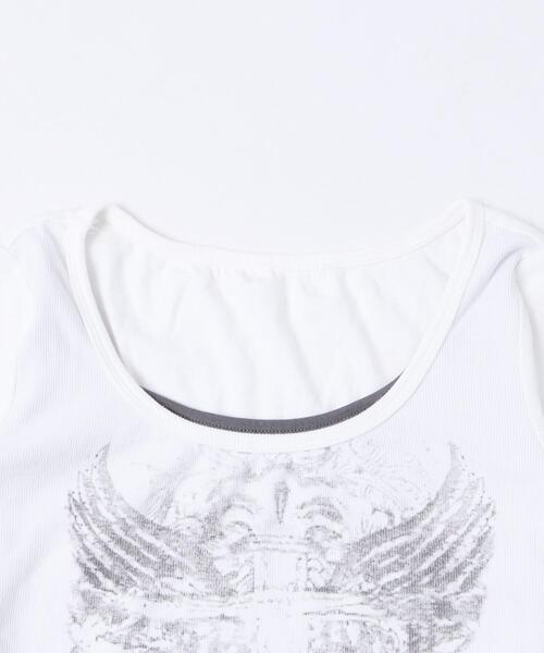 WEGO（ウィゴー）の「DISPARK/チョーカーツキレイヤードトップ（Tシャツ/カットソー・レディース・チャコールグレー/ホワイト・FREE）」の7枚目の写真