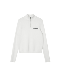 SLIM FIT HALF ZIP-UP KNIT - IVORY