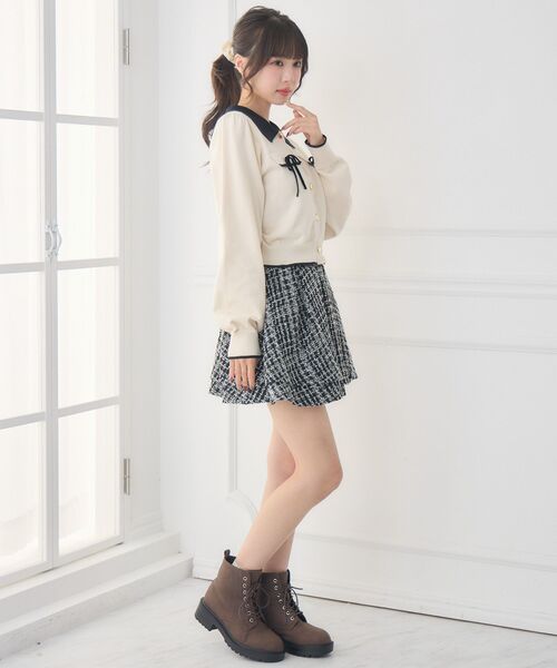 ems excite（エムズエキサイト）の「ラメツイードミニSK（スカート・レディース・ナチュラル/ブラック・FREE）」の5枚目の写真