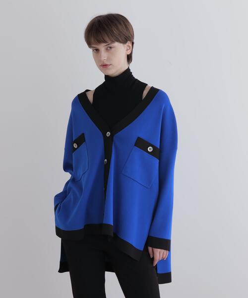 LE PHIL(ルフィル)の「◆オーバーサイズニットジャケット(カーディガン/ボレロ・レディース・ブルー/ブラック/ホワイト・F)」の3枚目の写真