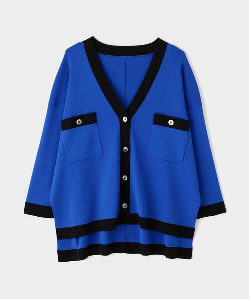 LE PHIL(ルフィル)の「◆オーバーサイズニットジャケット(カーディガン/ボレロ・レディース・ブルー/ブラック/ホワイト・F)」の11枚目の写真