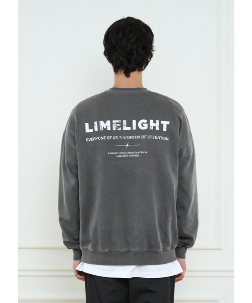 LIMELIGHT APPAREL(ライムライトアパレル)の「アパレルピグメントバックロゴスウェットシャツオーバーサイズ(チャコール/ホワイト)(スウェット・メンズ・その他・SMALL/MEDIUM/LARGE/X-LARGE)」の1枚目の写真
