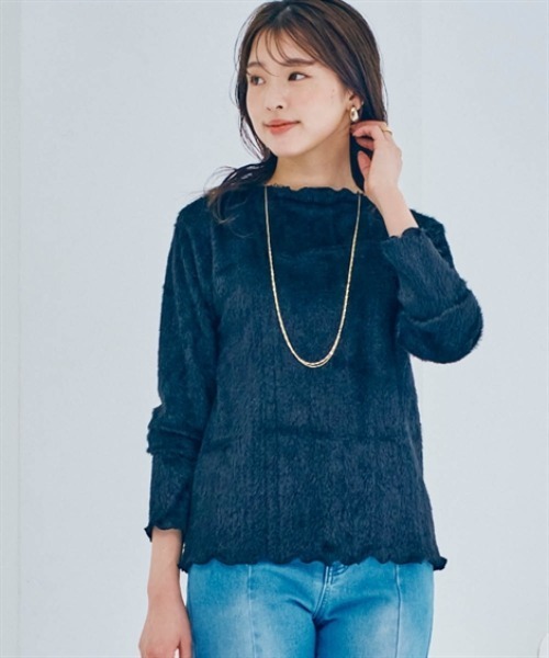 nissen（ニッセン）の「フェザーアンサンブル（ワンピース＋プチハイネックトップス）（ジャンパースカート・レディース・ホワイト×ブラック/ブラック×グレー・S/L/M/LL）」の9枚目の写真