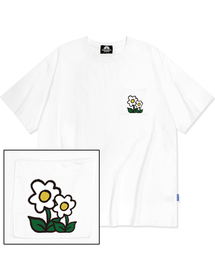 ダブルフラワーロゴポケットTシャツ - ホワイト