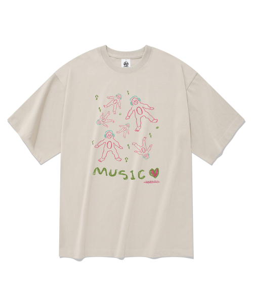 RADINEO(ラディネオ)の「ミュージック半袖Tシャツベージュ(Tシャツ/カットソー・メンズ・その他・X-LARGE/SMALL/MEDIUM/LARGE)」の1枚目の写真