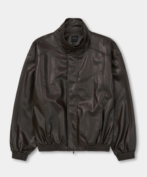 EXCONTAINER（エックスコンテナ）の「ハイネックPUレザーブルゾンジャケット（ダークブラウン）（ライダースジャケット）」