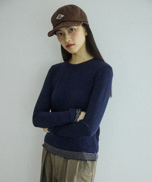 W STRIPE LAYERED T-SHIRT [NAVY]