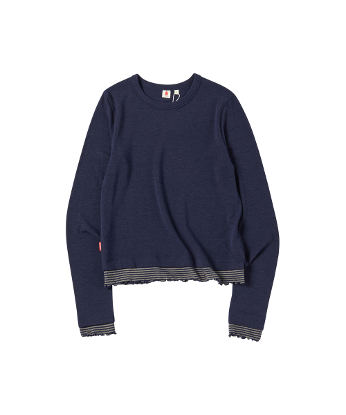 COMONINOZ（コモニノズ）の「W STRIPE LAYERED T-SHIRT [NAVY]（Tシャツ/カットソー・レディース・ネイビー・FREE）」の2枚目の写真