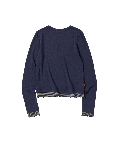 COMONINOZ（コモニノズ）の「W STRIPE LAYERED T-SHIRT [NAVY]（Tシャツ/カットソー・レディース・ネイビー・FREE）」の3枚目の写真