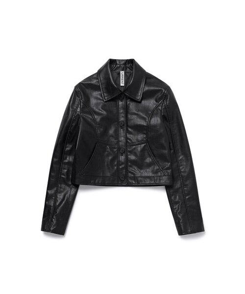 CURRENT（カレント）の「CROP LEATHER JACKET [BLACK]（ライダースジャケット・レディース・その他・FREE）」の2枚目の写真
