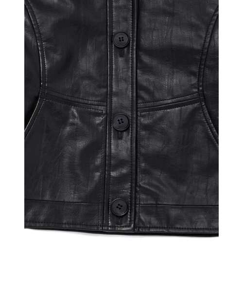 CURRENT（カレント）の「CROP LEATHER JACKET [BLACK]（ライダースジャケット・レディース・その他・FREE）」の4枚目の写真