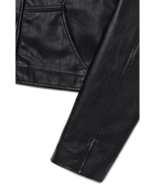 CURRENT（カレント）の「CROP LEATHER JACKET [BLACK]（ライダースジャケット・レディース・その他・FREE）」の5枚目の写真