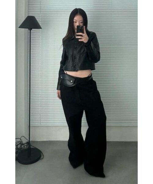 CURRENT（カレント）の「CROP LEATHER JACKET [BLACK]（ライダースジャケット・レディース・その他・FREE）」の9枚目の写真