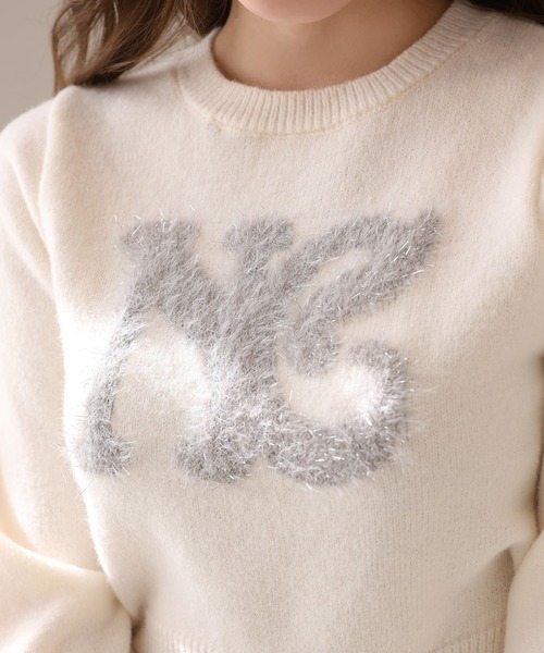 one after another NICE CLAUP(ワンアフターアナザーナイスクラップ)の「ロゴアソートニット(ニット/セーター・レディース・イエロー/アイボリー/サックスブルー/チャコールグレー・FREE)」の7枚目の写真