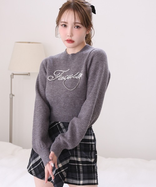 one after another NICE CLAUP(ワンアフターアナザーナイスクラップ)の「ロゴアソートニット(ニット/セーター・レディース・イエロー/アイボリー/サックスブルー/チャコールグレー・FREE)」の14枚目の写真