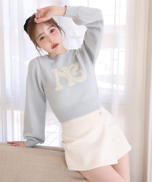 one after another NICE CLAUP(ワンアフターアナザーナイスクラップ)の「ロゴアソートニット(ニット/セーター・レディース・イエロー/アイボリー/サックスブルー/チャコールグレー・FREE)」の17枚目の写真