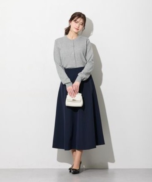slattgir(スラットジール)の「高身長 きれいめダブルクロスシンプルロングフレアスカート(トールサイズ)(スカート・レディース・ネイビー/ブラック・TM/TL/TLL/T3L/T4L/T5L)」の1枚目の写真