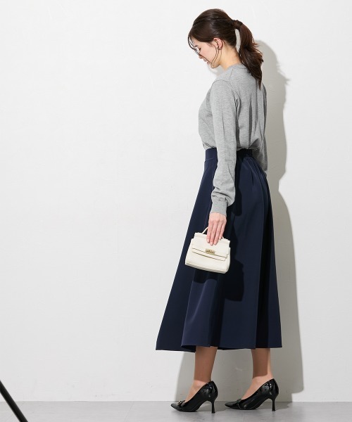 slattgir(スラットジール)の「高身長 きれいめダブルクロスシンプルロングフレアスカート(トールサイズ)(スカート・レディース・ネイビー/ブラック・TM/TL/TLL/T3L/T4L/T5L)」の9枚目の写真