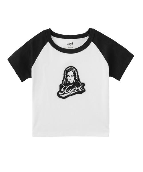 X-girl(エックスガール)の「FACE EMBROIDERED PATCH RAGLAN S/S BABY TEE(Tシャツ/カットソー・レディース・ホワイト/ライトグリーン/チャコール・S/M)」の14枚目の写真