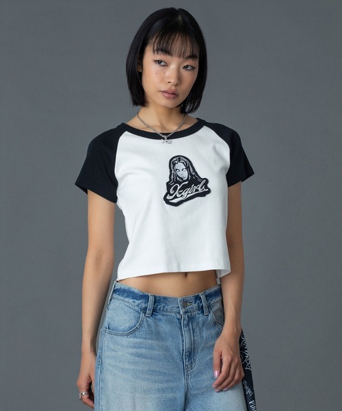 Tシャツ(半袖/袖なし) X-girl SQUARENECK BABY TEE X-girl（エックスガール） X-girl FACE LABEL POCKET BABY TEE