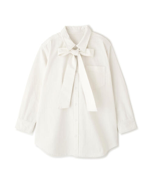 PINKY&DIANNE(ピンキーアンドダイアン)の「◆ネックリボンデニムシャツ(シャツ/ブラウス・レディース・ホワイト/ネイビー・38)」の3枚目の写真