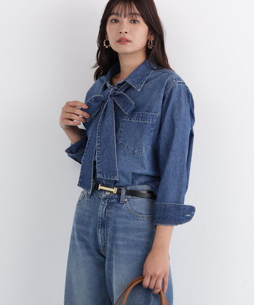 PINKY&DIANNE(ピンキーアンドダイアン)の「◆ネックリボンデニムシャツ(シャツ/ブラウス・レディース・ホワイト/ネイビー・38)」の17枚目の写真