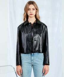SLOWUNIVERSE（スローユニバース）の「WOMAN LAMBSKIN BLOUSON JACKET (BLACK)（ライダースジャケット）」