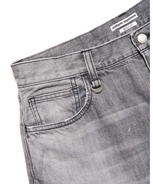 uniform experiment（ユニフォームエクスペリメント）の「DAMAGED BOLD-FIT JEANS（デニムパンツ・メンズ・ブラック/インディゴブルー・5/4/3/2/1）」の5枚目の写真