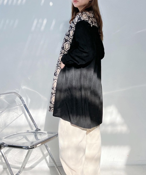 AS KNOW AS plus(アズノゥアズプラス)の「♪コーデュロイとオルテガ柄切り替えチュニック(ワンピース・レディース・ブラック/グレー/ネイビー・FREE)」の11枚目の写真