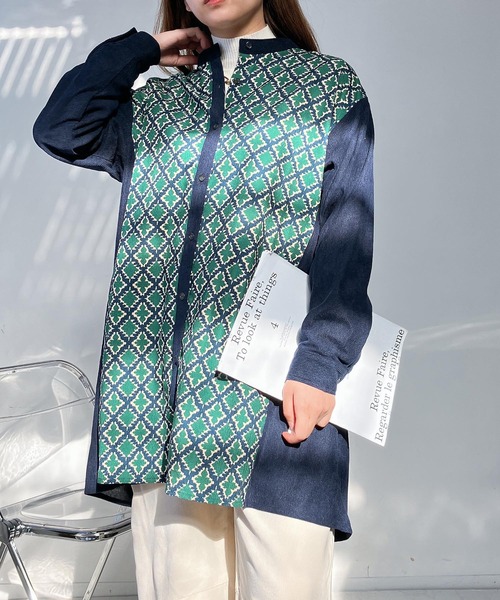 AS KNOW AS plus(アズノゥアズプラス)の「♪コーデュロイとオルテガ柄切り替えチュニック(ワンピース・レディース・ブラック/グレー/ネイビー・FREE)」の14枚目の写真