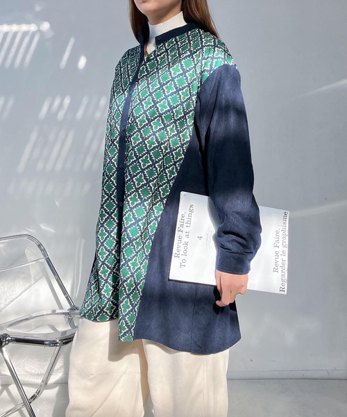 AS KNOW AS plus(アズノゥアズプラス)の「♪コーデュロイとオルテガ柄切り替えチュニック(ワンピース・レディース・ブラック/グレー/ネイビー・FREE)」の15枚目の写真