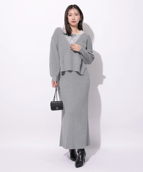 Mystrada（マイストラーダ）の「リブニットスカート（スカート・レディース・グレー/ベージュ系その他/ホワイト・38/36）」の3枚目の写真