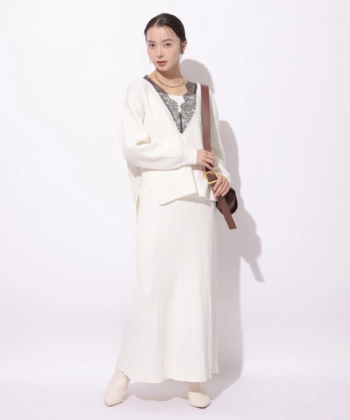 Mystrada（マイストラーダ）の「リブニットスカート（スカート・レディース・グレー/ベージュ系その他/ホワイト・38/36）」の4枚目の写真