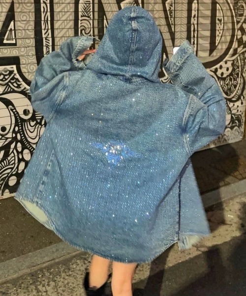 デニム ラインストーン ジャケット Never mind the XU】rhinestone denim jacket / 【ネバーマインドザ