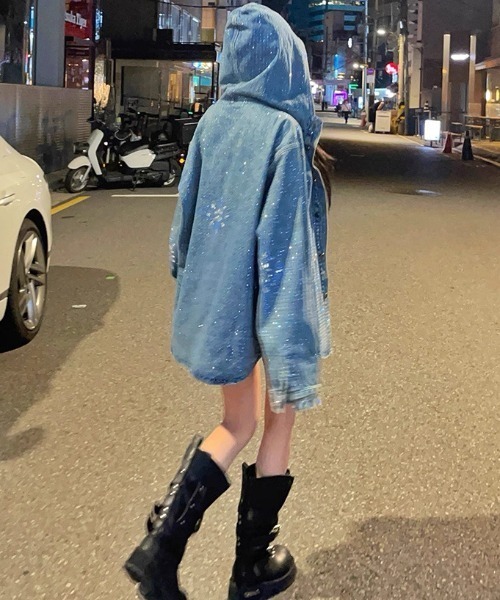 セール】ラインストーンキラキラデニムジャケット（デニムジャケット