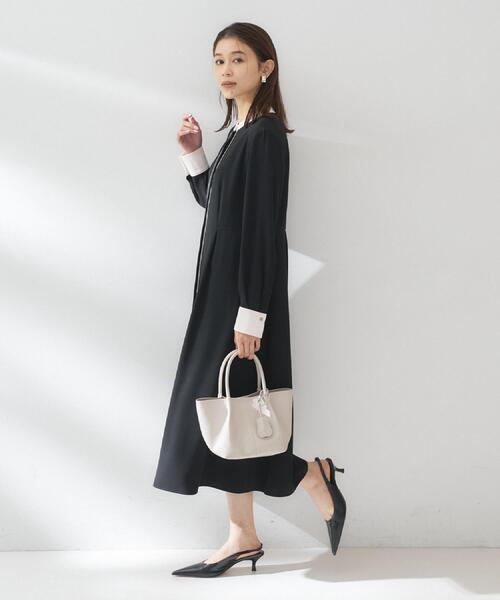 UNTITLED（アンタイトル）の「【洗える/前開き/フォーマル】バイカラー ワンピース（ワンピース・レディース・ブラック/ブラウン系その他・00/01/02/03/04/42/44/46/48/50）」の6枚目の写真