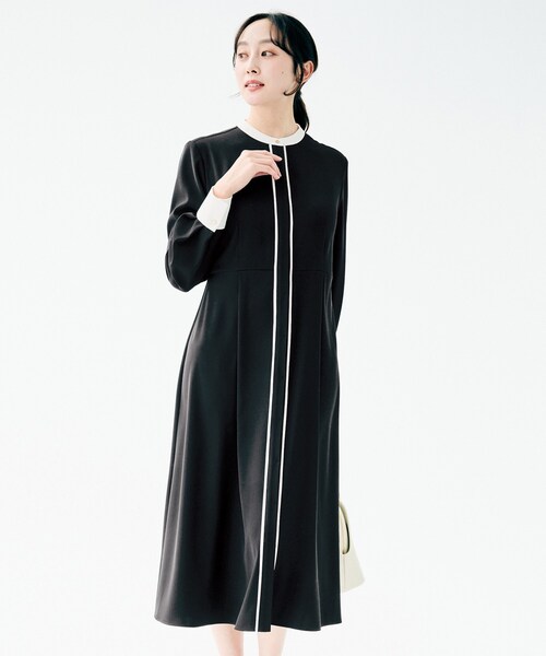 UNTITLED（アンタイトル）の「【洗える/前開き/フォーマル】バイカラー ワンピース（ワンピース・レディース・ブラック/ブラウン系その他・00/01/02/03/04/42/44/46/48/50）」の7枚目の写真