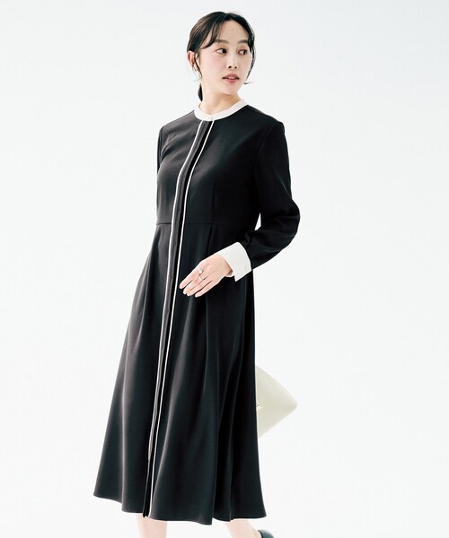 UNTITLED（アンタイトル）の「【洗える/前開き/フォーマル】バイカラー ワンピース（ワンピース・レディース・ブラック/ブラウン系その他・00/01/02/03/04/42/44/46/48/50）」の8枚目の写真