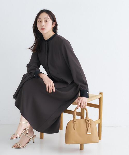 UNTITLED（アンタイトル）の「【洗える/前開き/フォーマル】バイカラー ワンピース（ワンピース・レディース・ブラック/ブラウン系その他・00/01/02/03/04/42/44/46/48/50）」の13枚目の写真