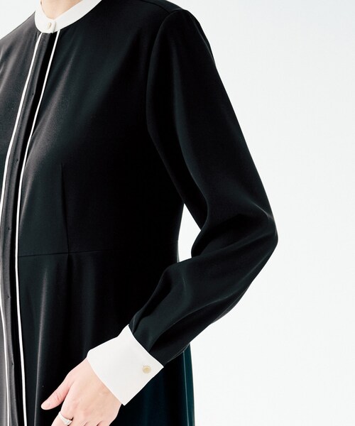 UNTITLED（アンタイトル）の「【洗える/前開き/フォーマル】バイカラー ワンピース（ワンピース・レディース・ブラック/ブラウン系その他・00/01/02/03/04/42/44/46/48/50）」の19枚目の写真