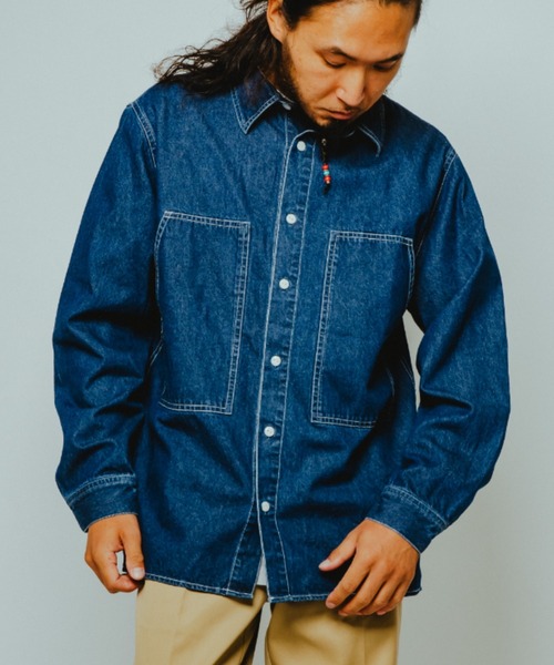 BIG MIKE(ビッグマイク)の「BIG MIKE ビックマイク/ デニム ユーティリティ 長袖ワークシャツ 大型ポケット //// 102615350(シャツ/ブラウス・メンズ・ダークインディゴブルー/ライトインディゴブルー/ワンウォッシュ・MEDIUM/LARGE/X-LARGE)」の5枚目の写真