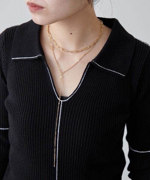 Lui's（ルイス）の「サージカルステンレスダブルエッジネックレス（ネックレス・レディース・ゴールド/シルバー・FREE）」の3枚目の写真